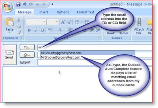 how to remover auto address all through outlook 2007