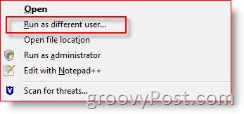 Add Run As Different User to Windows Explorer Context Menu for Vista and Server 2008 :: groovyPost.com
