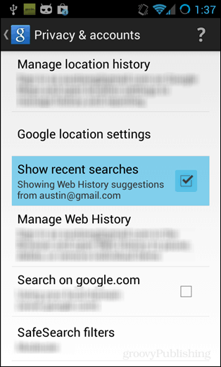 How To Disable Recent Google Search History For Android