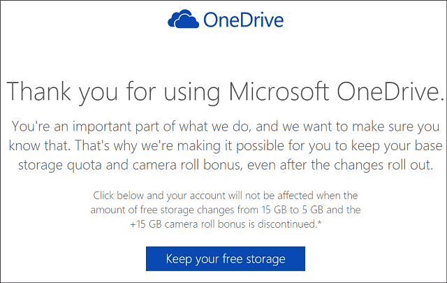 Keep OneDrive 15 GB Storage
