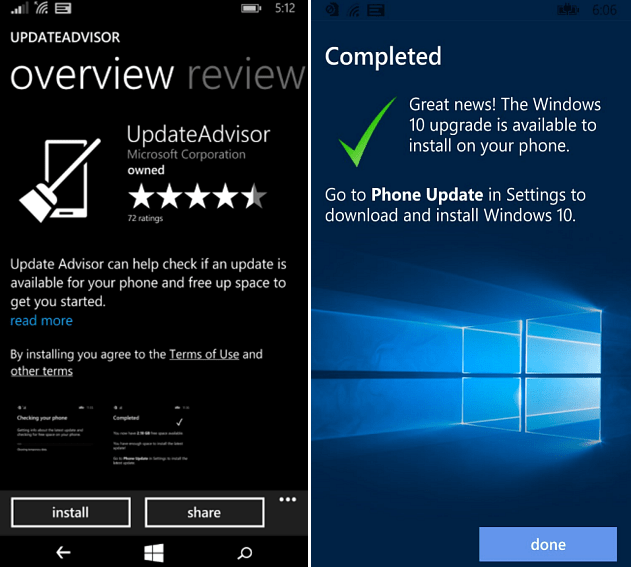 The Update and Upgrade Advisor apps will help get your phone ready for 
