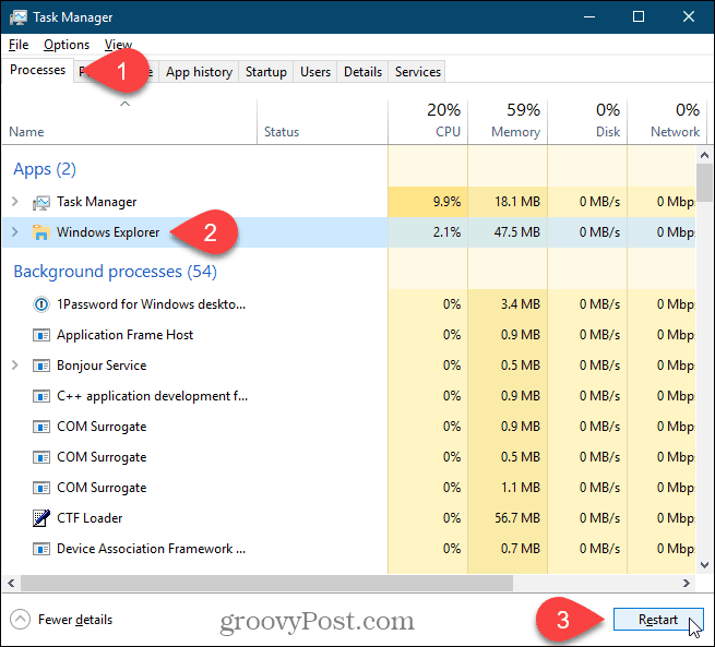 Restart the Windows Explorer process