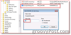 Windows Registry Editor enabling email recovery in Inbox for Outlook 2007