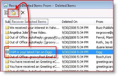 recupera i messaggi eliminati fino a Outlook 2003