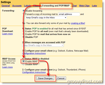 Configure GMAIL to forward iMAP to Outl
