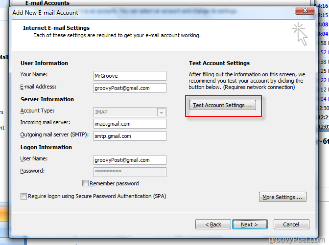 Use Outlook 2007 with GMAIL Webmail Account using iMAP