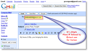 Send txt message using email client GMAIL