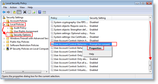 Set User account Behavior for User Account Control (UAC) Windows Vista