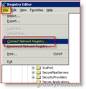 Regedit Connect to Network Registry 