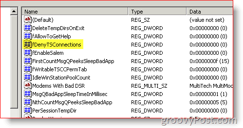 fDenyTsconnections On Remote Registry