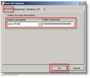 Twitter inside Outlook : Configure OutTwit