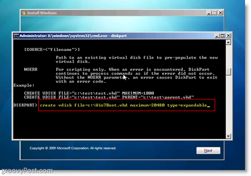 Windows 7 Native VHD Install Dual Boot Create VHD from CMD Prompt