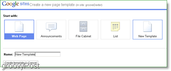 Create custom page templates in google sites