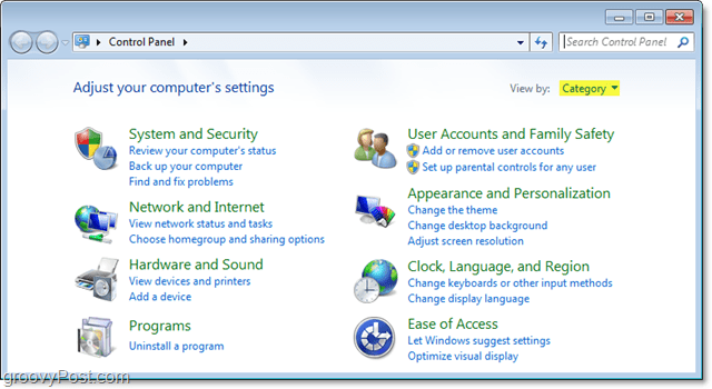 guide för kontrollpanelen för Windows 7