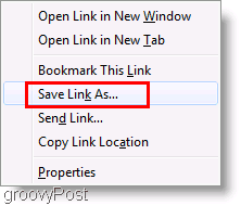 Screenshot: Save Link As