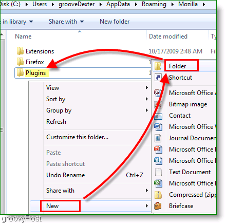 Screenshot: Create New Folder Windows 7