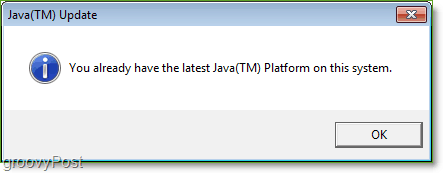 Screenshot: Windows 7 Java Update Check Complete Jucheck.exe