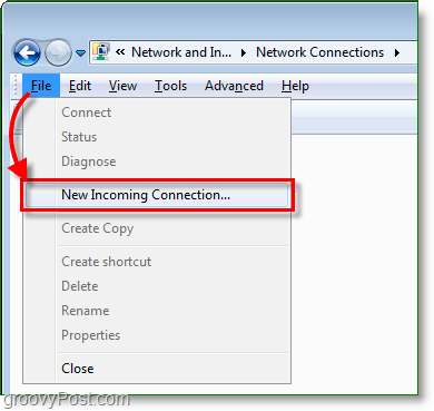 create a new incoming connection in windows 7