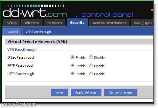enable vpn passthrough on your router