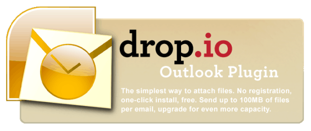 Send Large attachments Microsoft Office Outlook and Drop.io Plugin
