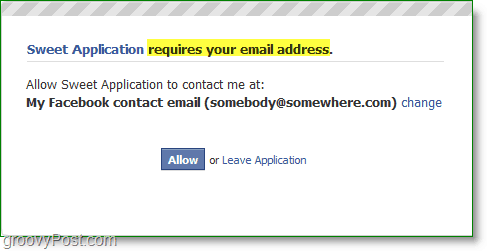 Facebook email spam screenshot - requires your email address