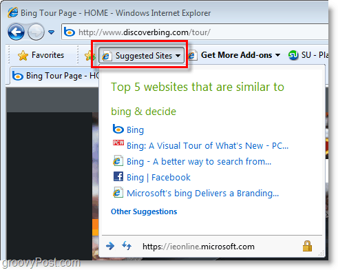 Internet Explorer 8 - Disarankan situs menjengkelkan