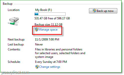 Windows 7 Backup - manage your disk backup space