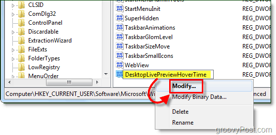 name your new DWORD and modify it in windows 7