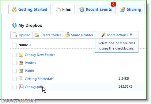Dropbox screenshot - manage your dropbox account online