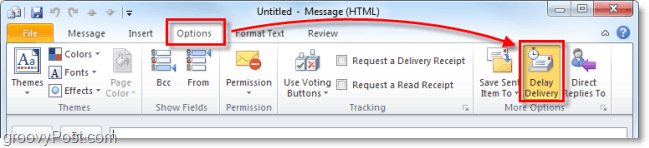 delay delivery button in Outlook 2010