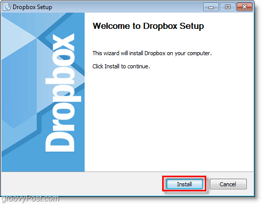 Dropbox screenshot - start dropbox setup / install