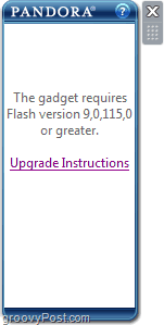 flash error pandora gadget windows 7