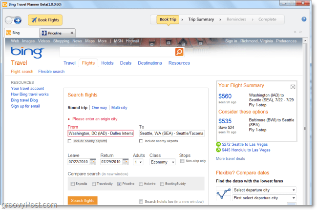 a preview of the new bing travel planner for outlook