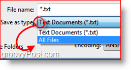 Selecing "All Files" As A File Type