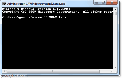 cmd opened by the run dialog as administrator