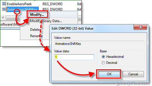 modifty the dword value data