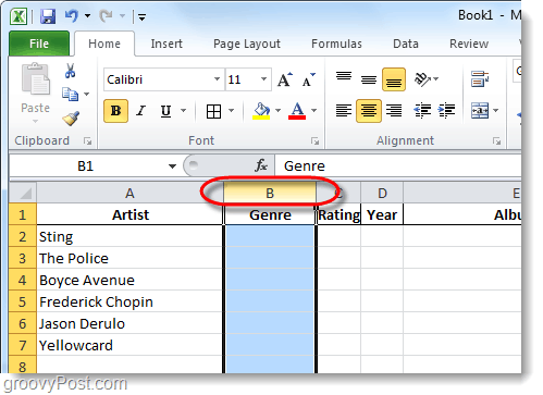 select a cell collumn in excel