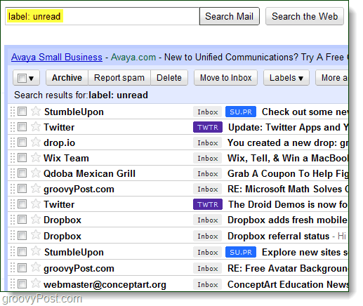 gmail unread email label