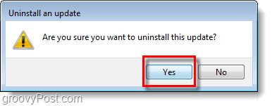 confirm uninstall of ie9