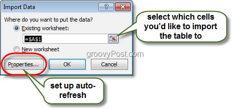 Importa data tool in Excel 2010