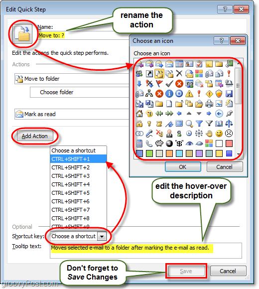 more quick step actions in outlook 2010