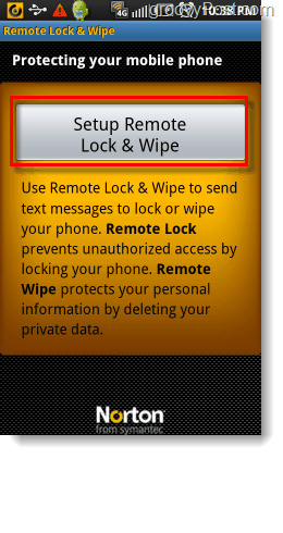 setup norton android remote lock and wipe