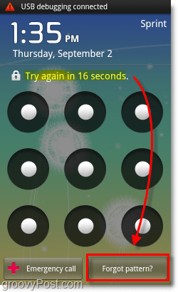 forgot pattern button on android