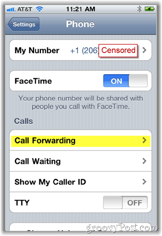 iphone call forwarding option screenshot