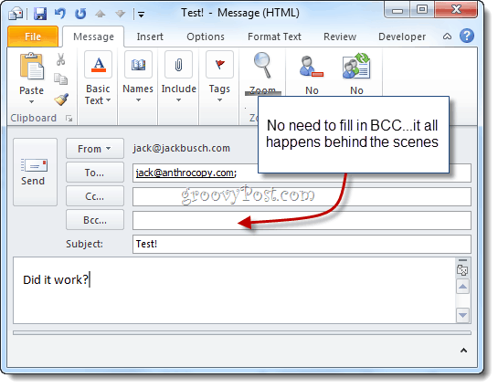 Auto BCC to Outlook 2010