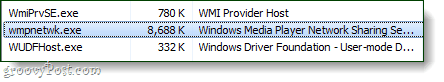 windows media player network share service in task manager