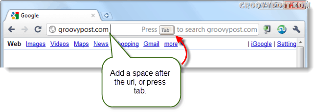 google site search from chrome address bar