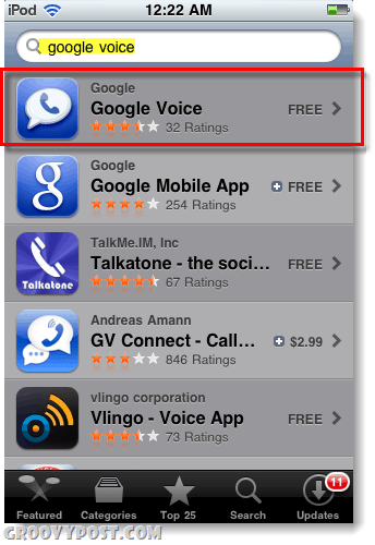 Google Voice on the app store for ipod or ipad