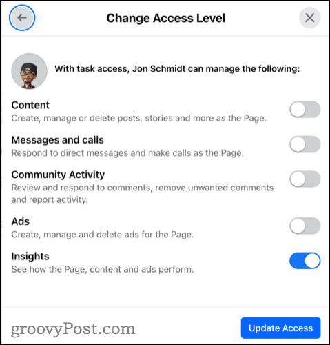 Task access options