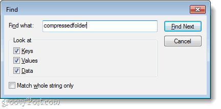 search for the compressedfolder file type key